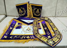 MASONIC GRAND LODGE MASTER MASON 100% LAMBSKIN APRON WITH CHAIN COLLAR & CUFFs for sale  Shipping to South Africa