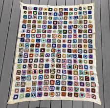 Colcha quadrada vintage de crochê da vovó afegã pequenos quadrados 55 x 70 colorida, usado comprar usado  Enviando para Brazil