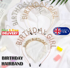 Happy Birthday Headband Girl Letter Rhinestone Crown Hair Band Birthday for sale  Shipping to South Africa