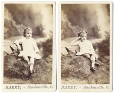 1870s Little Girl Posing 2x Studio Adereços CDV Fotos ~ Harry, Steubenville, Ohio comprar usado  Enviando para Brazil