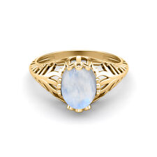 10k ouro amarelo 9x7 mm oval natural moonstone gemstone solitário mulheres anel comprar usado  Enviando para Brazil