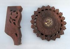 Mesa dobrável lateral central pequena esculpida à mão em madeira antiga esculpida em flores comprar usado  Enviando para Brazil
