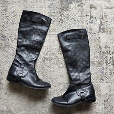 Botas de montar altas de cuero negro Etienne Aigner talla 7 Gilbert con cremallera lateral segunda mano  Embacar hacia Argentina