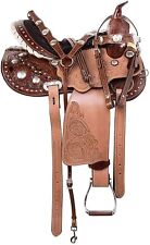 Leather Pleasure Trail Barrel Western Horse Saddle Tack Size 15 Inches  for sale  Shipping to Canada