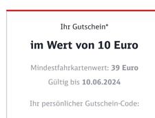 Euro gutschein mindesfahrkarte gebraucht kaufen  Sankt Georgen im Schwarzwald