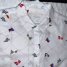 Camisa Charter Club WMN LG branca com botões linho estampa náutica nova sem etiquetas LS, usado comprar usado  Enviando para Brazil
