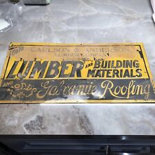Carlson & Anderson LUMBER Co Lindsborg KANSAS ROOFING Metal Sign/Original Wrap for sale  Shipping to South Africa