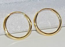 9CT GOLD 12.5mm SLEEPER HOOP EARRINGS - PAIR - SOLID 9CT GOLD for sale  Shipping to South Africa