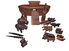 Arte popular vintage Arca de Noé esculpida à mão em madeira animais primitivos 25 peças comprar usado  Enviando para Brazil