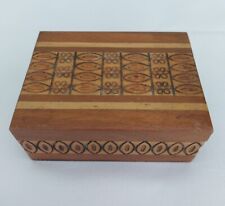 Small Carved Rectangular Wooden Trinket Box with Hinged Lid, Good used condition for sale  BRISTOL