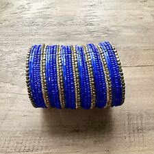 Bracelete de punho robusto declaração fio azul frisado estilo boho chique pulseira de miçangas comprar usado  Enviando para Brazil