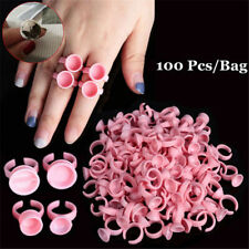 100x Disposable Tattoo Ink Pigment Cup Rings Eyelash Holder Grafted Pallet Glue, used for sale  Shipping to South Africa