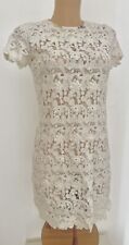 Brukt, Roberto Cavalli Mini Dress Organza White Lace Trim Ivory Embroidered IT44 US8 til salgs  Frakt til Norway