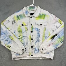Jaqueta jeans masculina Waimea pequena pintada de branco botão desgastado hipster grunge comprar usado  Enviando para Brazil