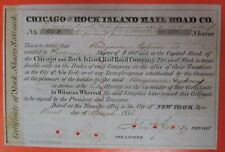 1853 CHICAGO AND ROCK ISLAND RAILROAD CO CERTIFICADO DE STOCK - $100 ACCIONES segunda mano  Embacar hacia Argentina