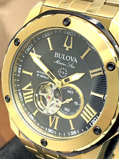 Relógio masculino Bulova 98A273 Marine Star automático mostrador preto ouro aço inoxidável comprar usado  Enviando para Brazil