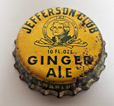 Tapa de botella de corcho Jefferson Club Ginger Ale; Charlottesville, Warrenton, VA - usada segunda mano  Embacar hacia Argentina