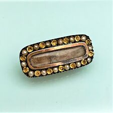 Late Georgian Gold Backed Memento Mori Mourning Hair Brooch w/ Pearls & Paste  for sale  Shipping to Canada
