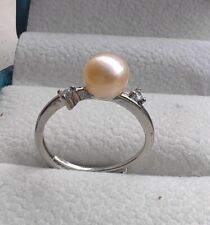 NEW AAAA 6.5-7.5 mm  natural south sea PINK stud pearl ring 925S for sale  Shipping to South Africa