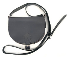 KOUROS real Leather Crossbody Saddle Handbag purse Western Black buckle solid, used for sale  Shipping to South Africa