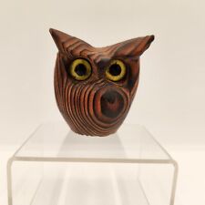 Vintage WITCO Cryptomeria Style Owl Carved Figure SIGNED Yellow Lucite Eyes 5in for sale  Shipping to South Africa