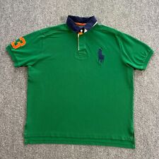 VINTAGE Polo Ralph Lauren Big Pony #3 Rugby Shirt Adult X-Large Green Blue 90s for sale  Shipping to South Africa