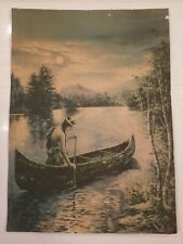 Orig 1920s Harper 11.5" x 15.5" Beautiful Indian Maiden Squaw River Canoe Print  for sale  Absecon