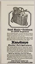 1928 imprimir anuncio Hawkeye cesta refrigeradores picnics, excursiones, vacaciones Burlington, ia segunda mano  Embacar hacia Argentina