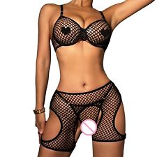 Damen Unterwäsche Reizwäsche Nachtwäsche Durchschauen Dessous Set Sheer Mesh comprar usado  Enviando para Brazil