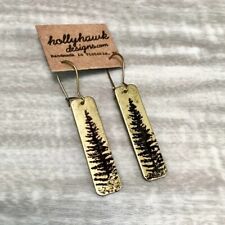 Pendientes colgantes dorados con patrón de bosque boho damas fiesta joyería vintage, usado segunda mano  Embacar hacia Mexico