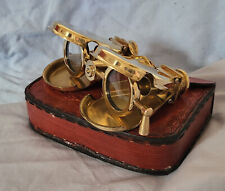 Gold Folding Binoculars Vintage Antique Leather Case II London Old World War I for sale  Shipping to Ireland