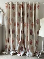 Cream Eyelet Curtains Full Length Russet Leaf Print Full Length  W65” L86” for sale  Shipping to South Africa