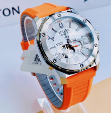 Usado, Bulova Marine Star relógio automático mostrador branco caixa de aço inoxidável 98A226 comprar usado  Enviando para Brazil