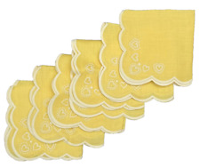 Guardanapos de sobremesa quadrados amarelos flocados vintage 1950 corações borda recortada (6) comprar usado  Enviando para Brazil