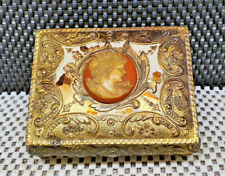 Caixa de joias antigas enfeitada a ouro D' One cabeceira feminina camafeu comprar usado  Enviando para Brazil