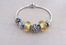 Pandora Sterling with Silver & Gold Charms Bracelet 7.25" for sale  Shipping to South Africa