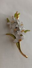 Vintage ART Brooch white and gold tone Cymbidium Flower  for sale  Shipping to South Africa