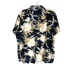 Camisa havaiana feminina Iolani tamanho XXL floral feita nos EUA 100% rayon manga curta, usado comprar usado  Enviando para Brazil