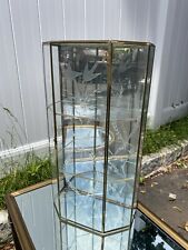 Used, 19” Mirrored Etched Glass Brass Curio Cabinet Display Case Wall Birds Flower for sale  Shipping to South Africa