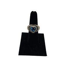 Judith Ripka 925 SS 14k Gold Clad London Blue Topaz Diamonique Heart Ring 7  DS for sale  Shipping to South Africa