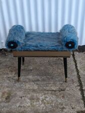 Vintage Mid Century  Dressing Table Stool, Fluffy Retro Covered Seat - prop for sale  Shipping to South Africa