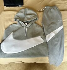 Nike Tech Fleece Tracksuit Set Swoosh Pullover Hoodie Joggers Grey Size Large, used for sale  Shipping to South Africa