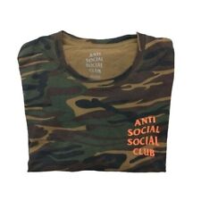 Camisa masculina anti-social clube XL verde camuflagem laranja logotipo manga curta streetwear comprar usado  Enviando para Brazil