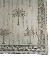 Capa de cama de algodão design palmeira reversível colcha indiana Kantha comprar usado  Enviando para Brazil