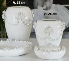 Vaso vaso de flores arte cerâmica ornamento italiano mesa oval branca comprar usado  Enviando para Brazil