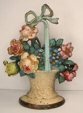 Used, Hubley Cast Iron Flower Basket Doorstop # 121 Original Paint Vtg Antique c1925 for sale  Shipping to South Africa