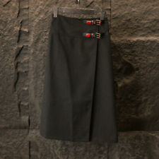 Sandro Women's Hgh-Class Black Design Belt Buckle Slim Mid-Length Slit Skirt for sale  Shipping to South Africa