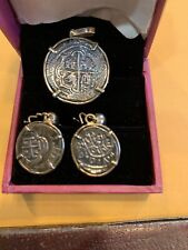 Replica Atocha Shipwreck Silver Treasure Coin Pendant & Earrings Set -14k Gold  for sale  Glen Mills