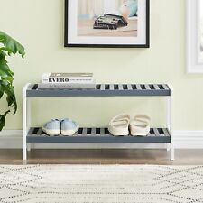 LIVIVO 2 TIER BAMBOO SHOE BENCH WHITE/GREY for sale  Shipping to South Africa