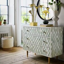 Graham and Green Zarina Green Stripe Bone Inlay Chest of Drawers for sale  Shipping to South Africa